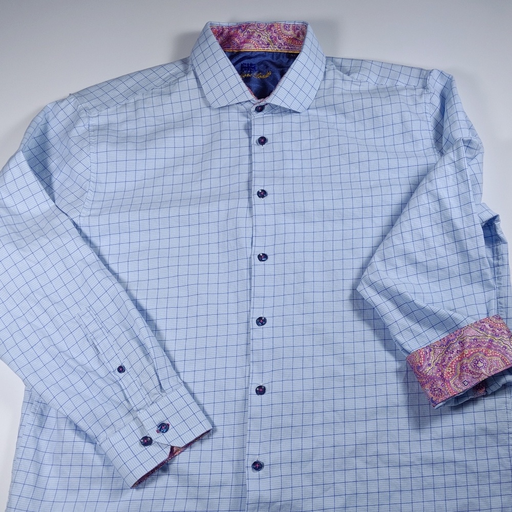 Michelsons London Men's Blue Dress Shirt XL Cuffs